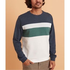 Marine Layer navy white green stripe Jordan Crew